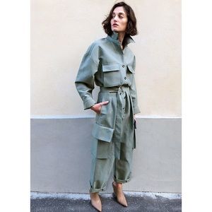 Linda Cargo Jumpsuit in Sage Green
